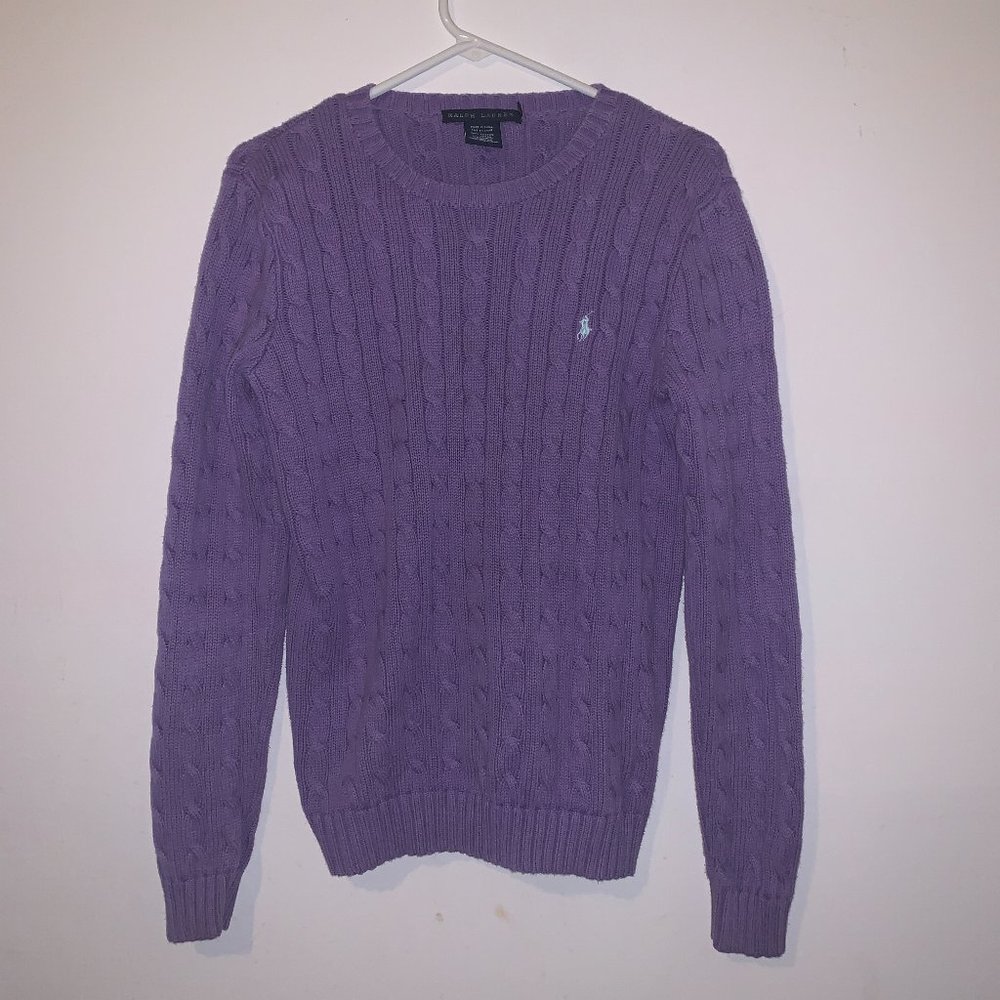 Ralph Lauren Purple Cable Knit Sweater